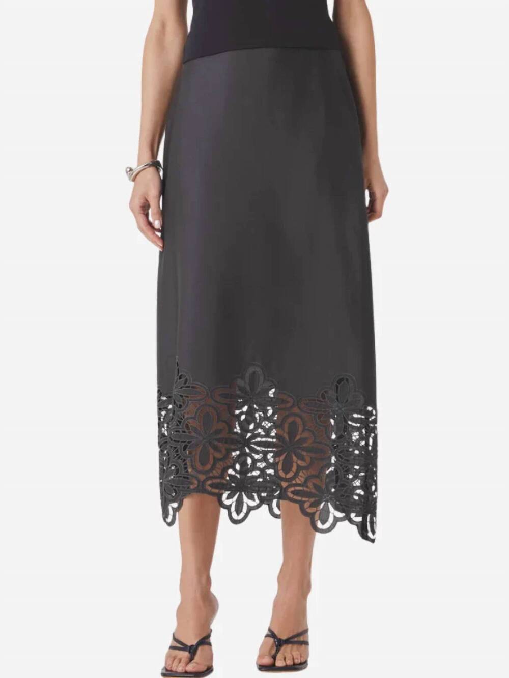 NEW SPLENDID pia pinwheel eyelet midi skirt in lead